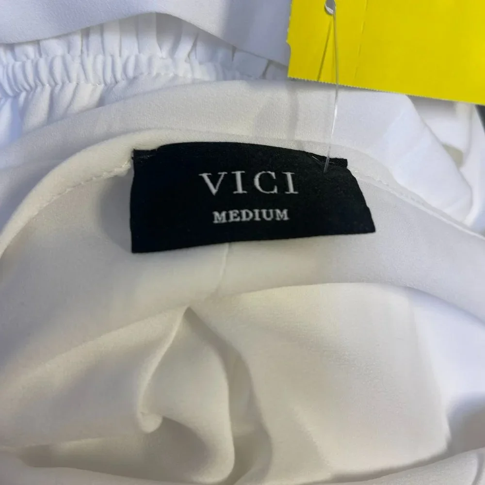 Vici White Chiffon Maxi Dress with Tie Belt Size Medium - Picture 8 of 8